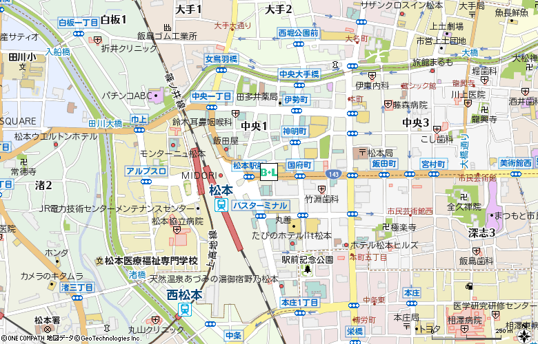 ノセメガネ駅前店付近の地図